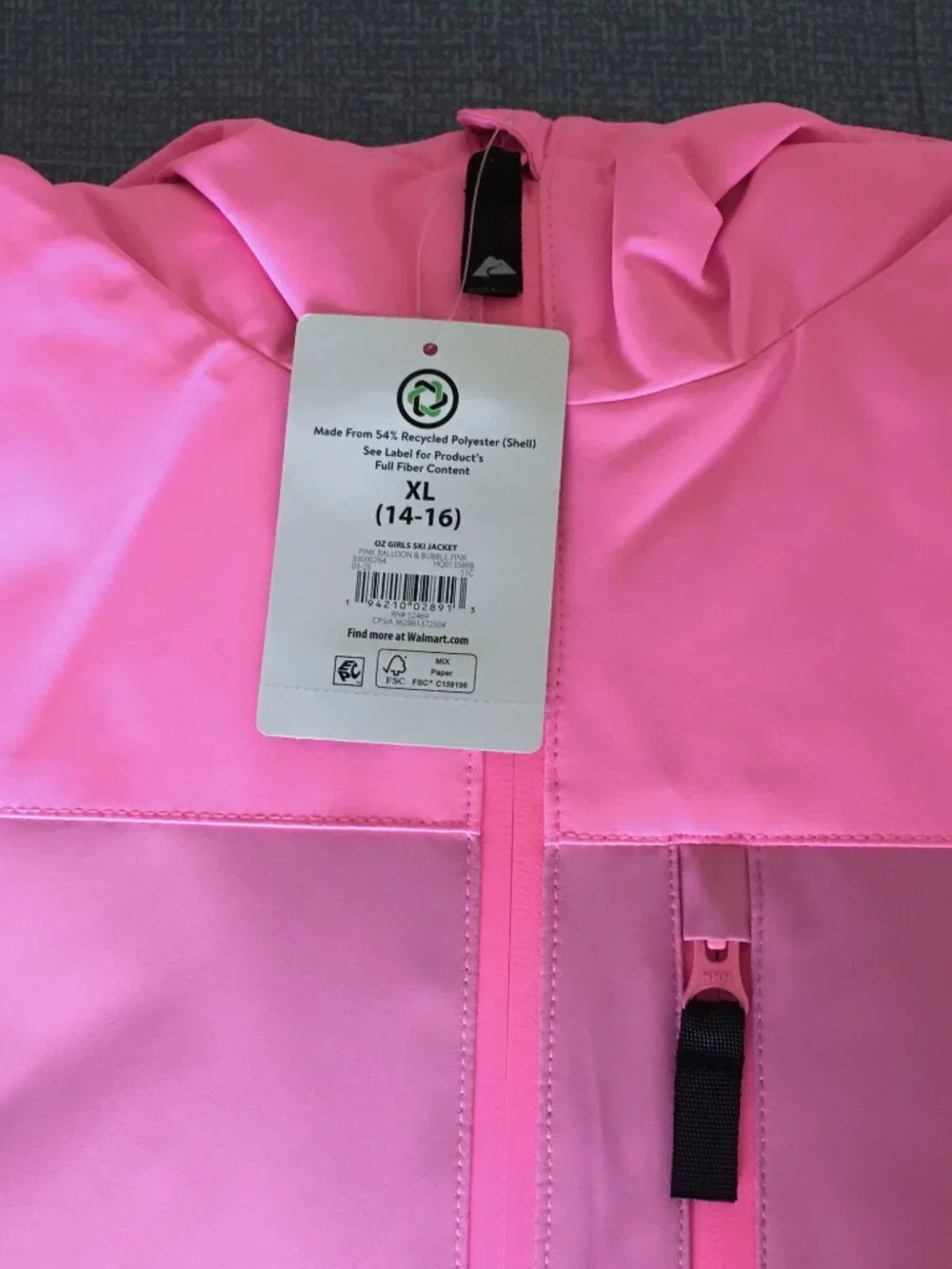 Ozark Trail Girls Snow and Ski Hooded Zip-Up Jacket